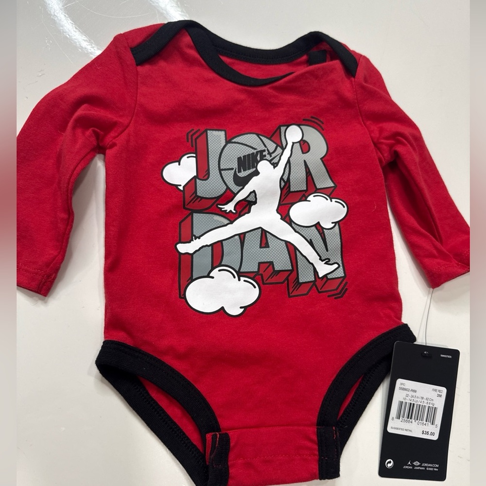 New Air Jordan Baby One Piece Long Sleeve Bodysuits Size 3 Month A010126